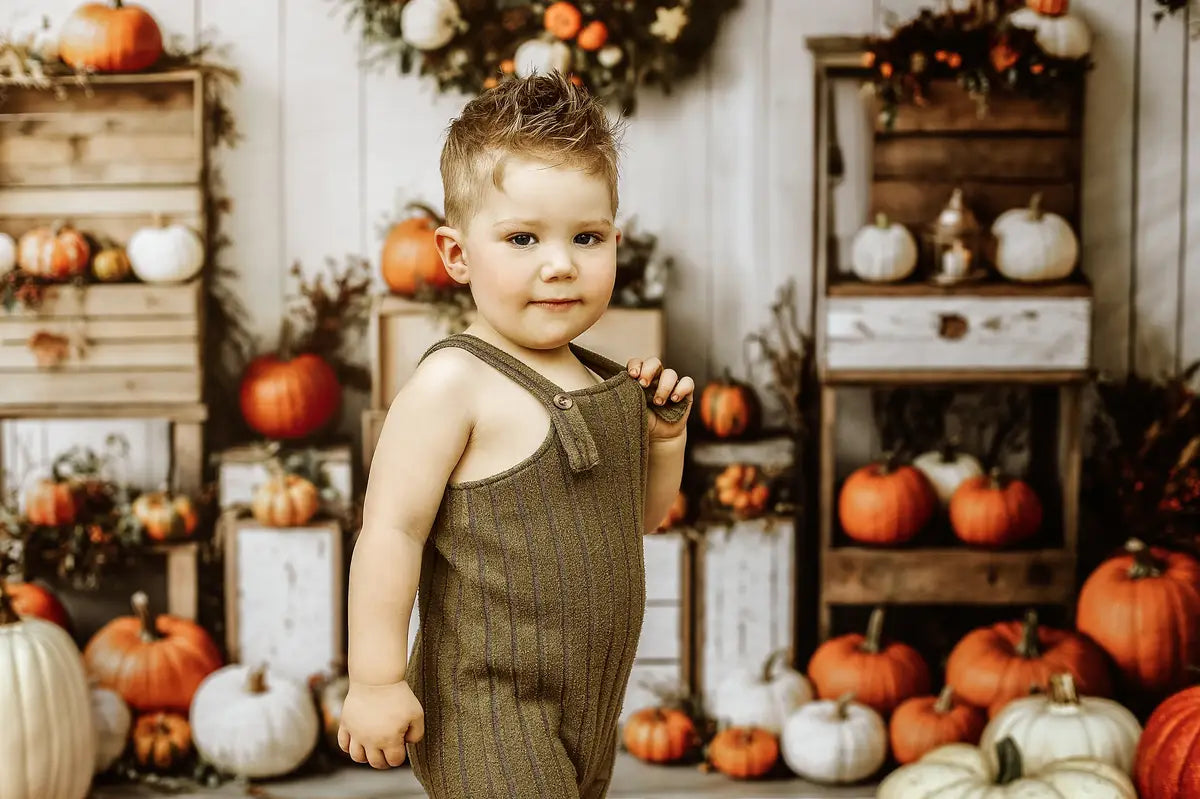 Ghirlanda di zucche autunnali in scatola di legno