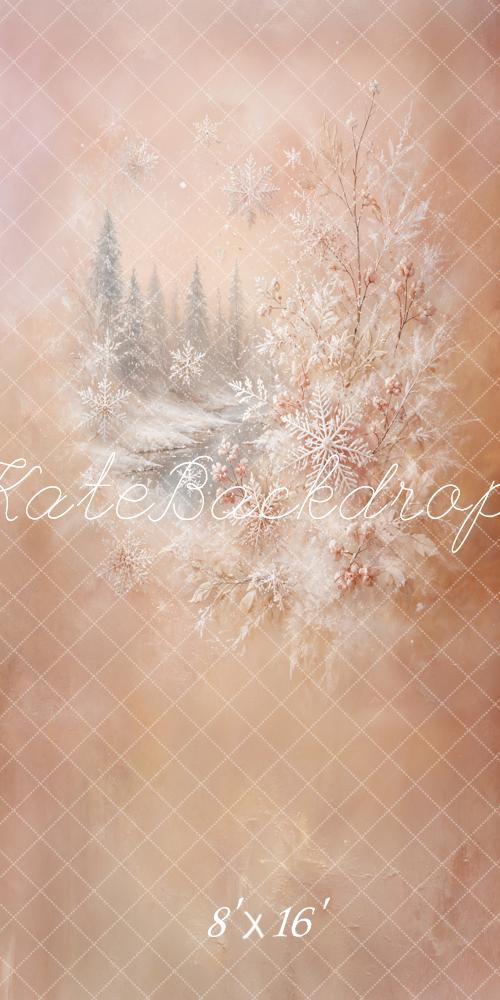 Kate Sweep Christmas Abstract Winter Forest Snowflakes Floral Printed Backdrop Designed by GQ