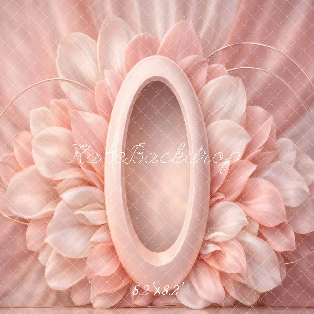 Kate Newborn Pink Flower Arch Oval Centerpiece Printed Backdrop Designed by Vertigo Productions