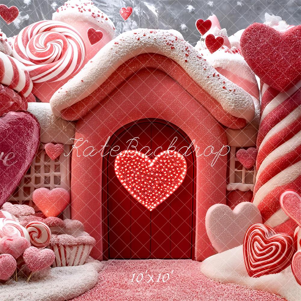 Kate Valentine's Pink Candy House Backdrop Designed by Mini MakeBelieve