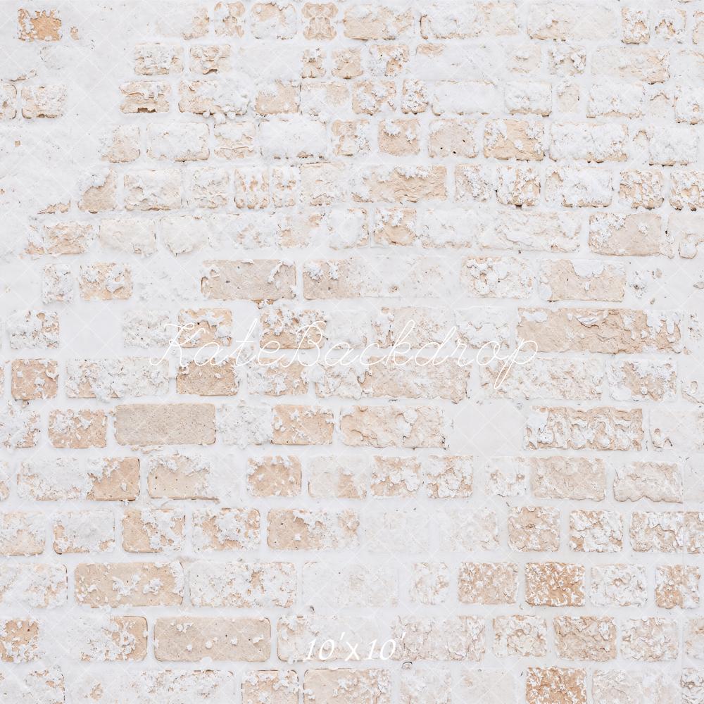 Kate Winter White Vintage Snow Brick Floor Printed Backdrop Designed by Kate Image