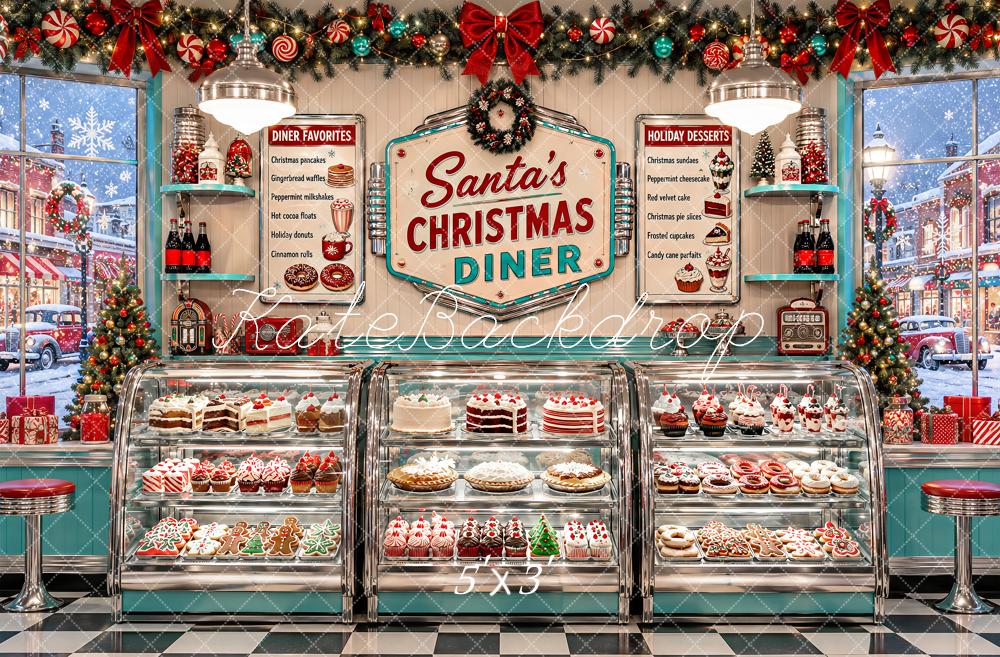 Kate Christmas Retro Diner Dessert Counter Printed Backdrop Designed by Ashley Paul