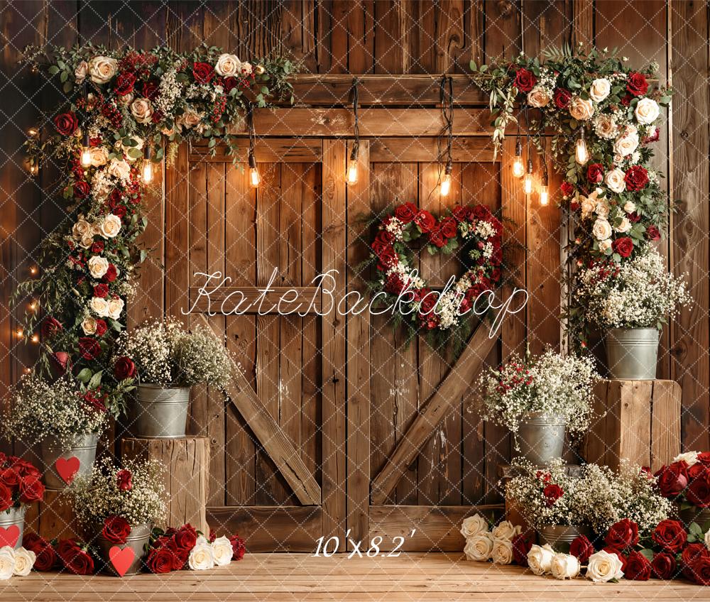 Kate Valentines Flower Arch Rustic Wooden Door Roses Backdrop Designed by Emetselch