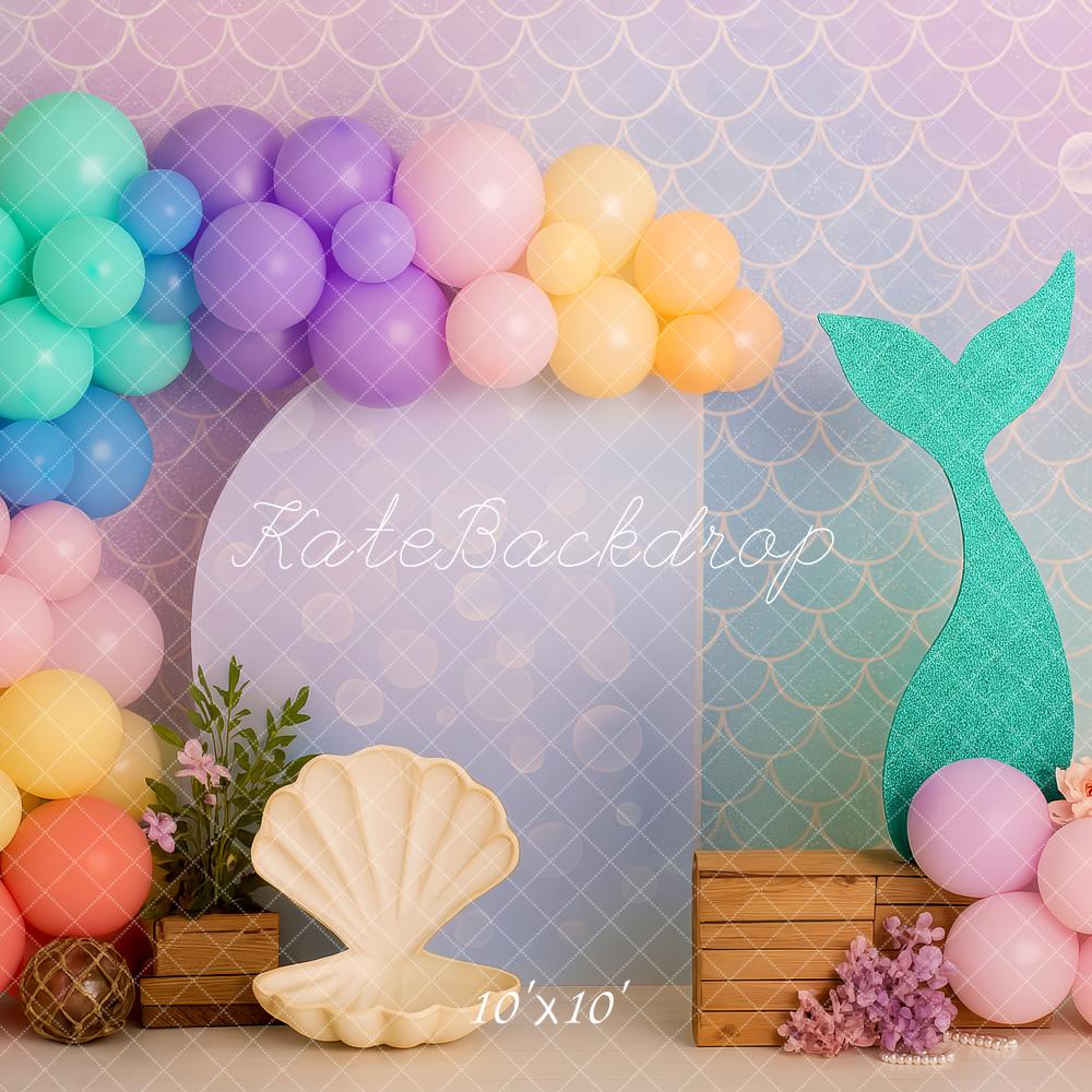Cake Smash Zeemeermin Ballon Schelp Foto Achtergrond Designed by Patty Roberts