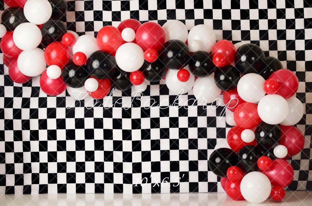 Fondo de globo a rayas a cuadros diseñado por Mandy Ringe Photography