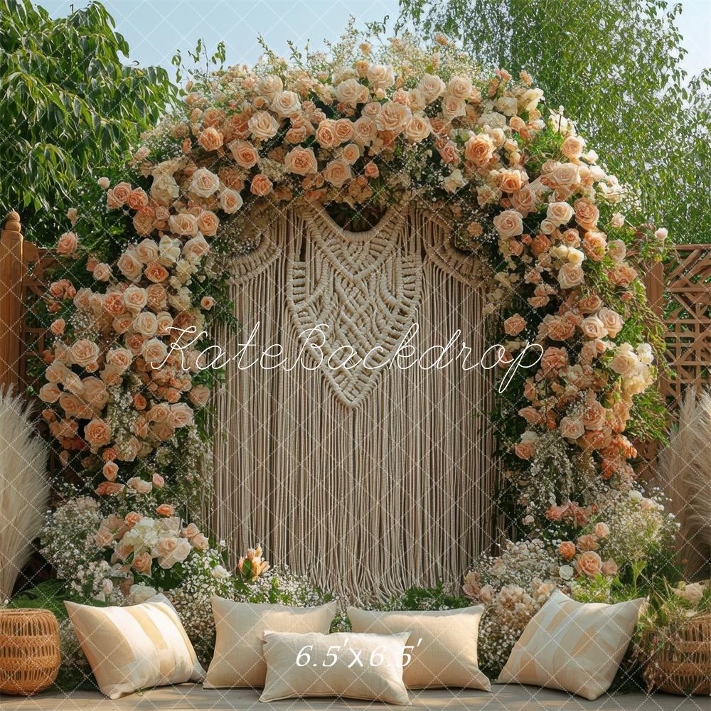 Bohemian Floral Arch Pampas Grass Foto Achtergrond Designed by Mini MakeBelieve
