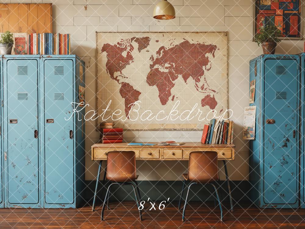 Fondo de Taquilla Azul Vintage de Regreso a Clases Diseñado por Emetselch