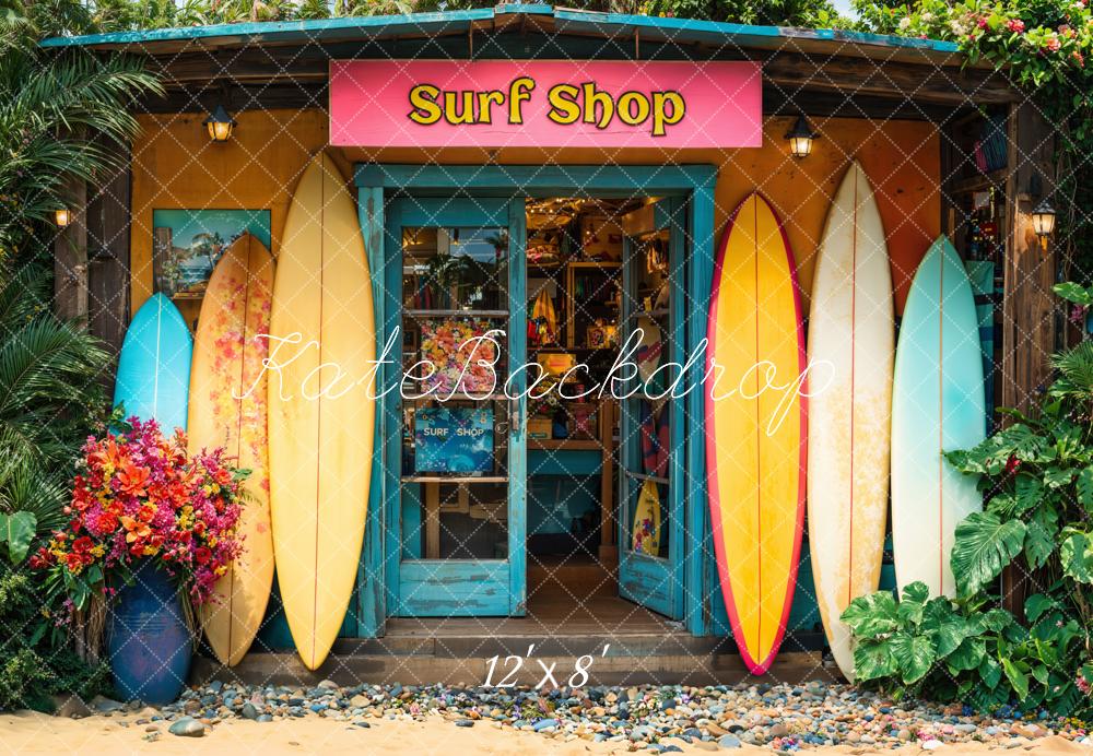 Kate Summer Beach Surf Shop Surfboards Backdrop Designed by Emetselch