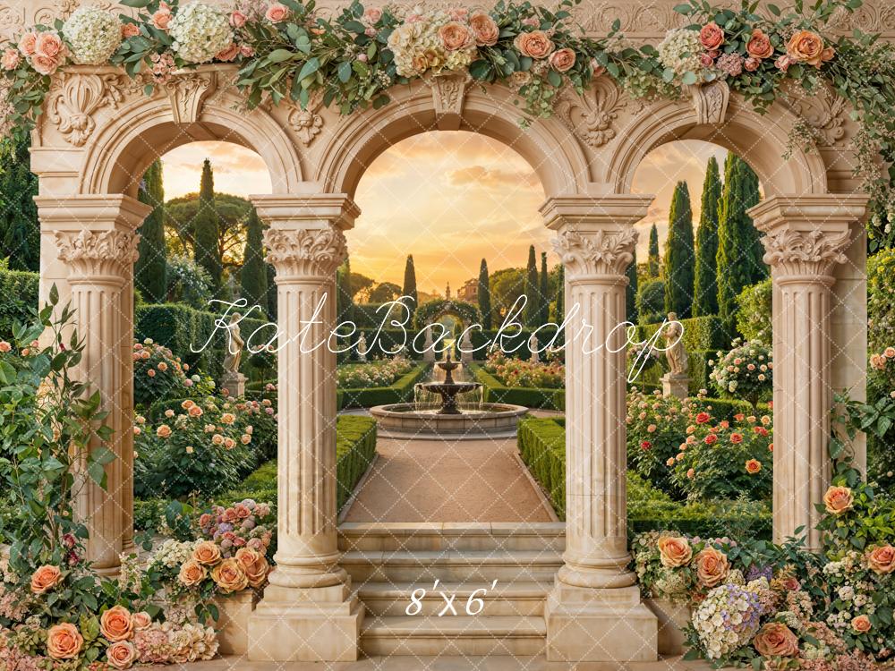 Kate Floral Arch Columns Garden Fountain Backdrop Designed by Emetselch