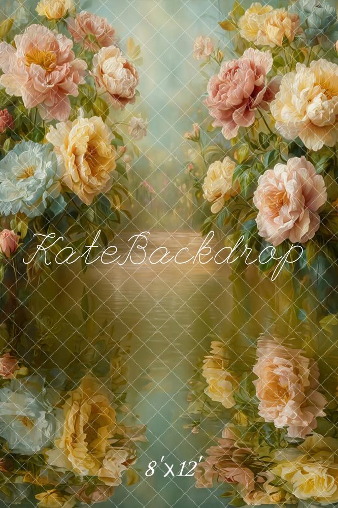 Kate Pastel Flower Arch Water Reflection Backdrop Designed by GQ