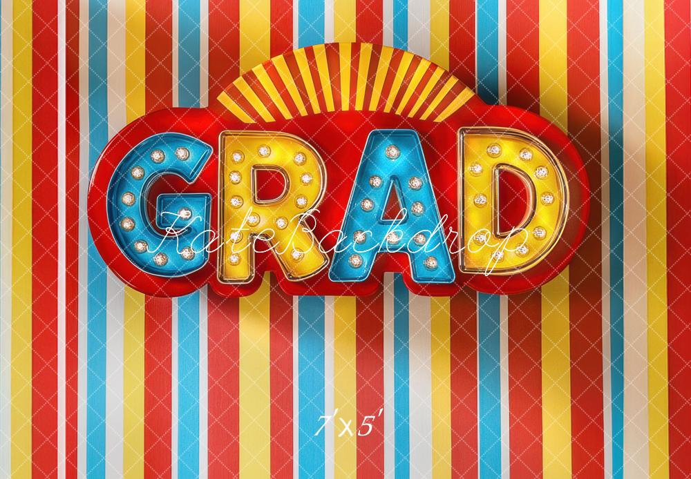 Kate Graduation Kindergarten Marquee Striped Backdrop Designed by Mini MakeBelieve