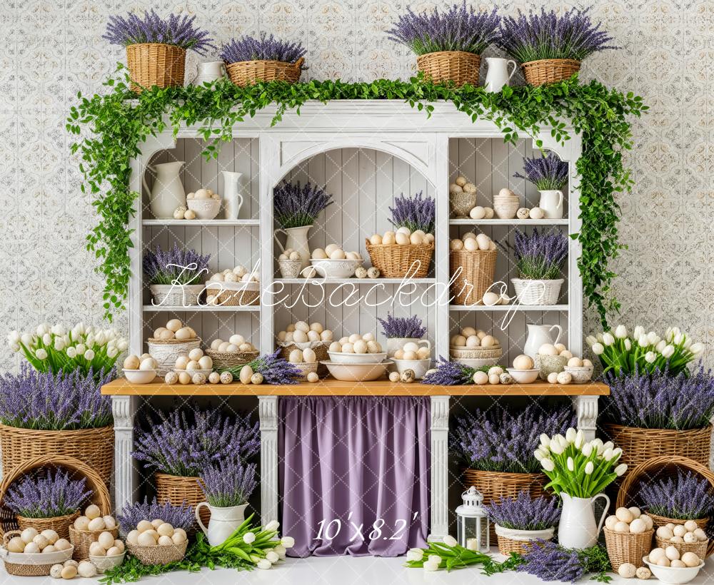 Kate Easter Eggs Lavender Flower Cabinet Backdrop Designed by Patty Roberts