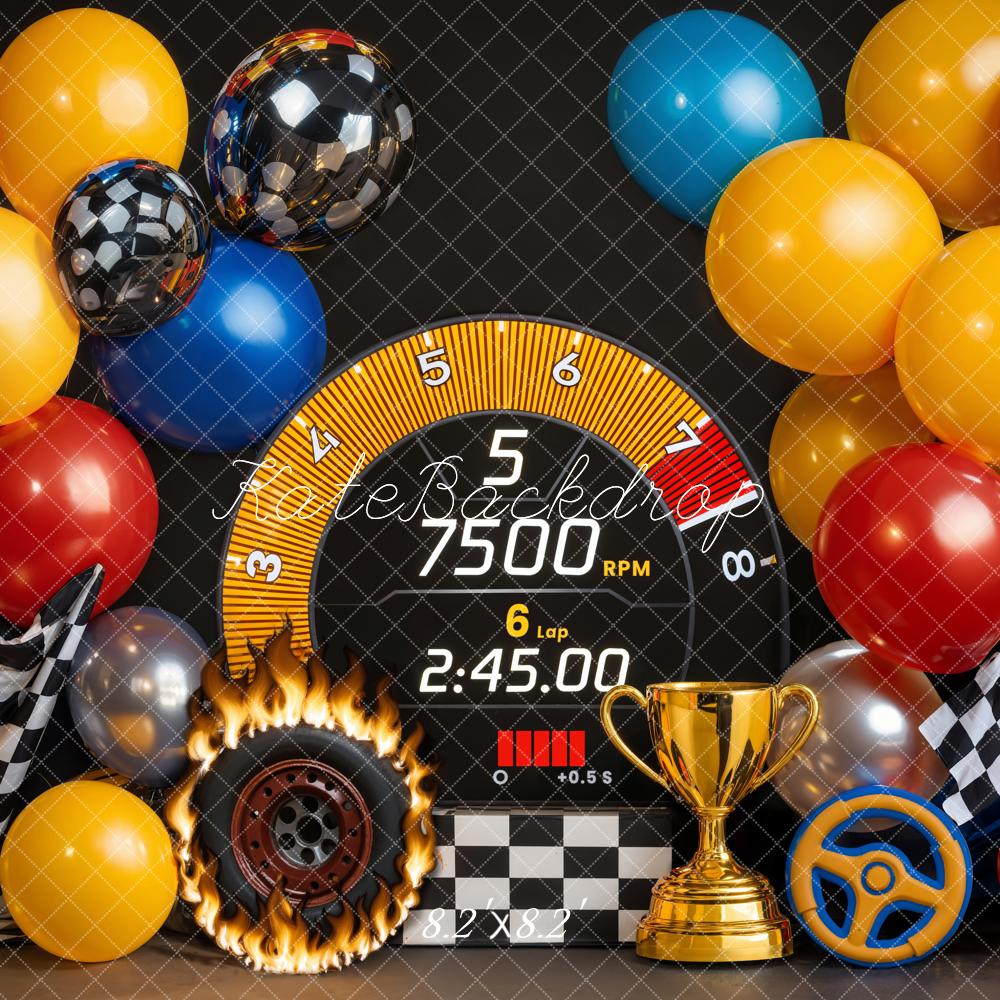 Cake Smash Racing Velocímetro Globos Fondo Diseñado por Emetselch
