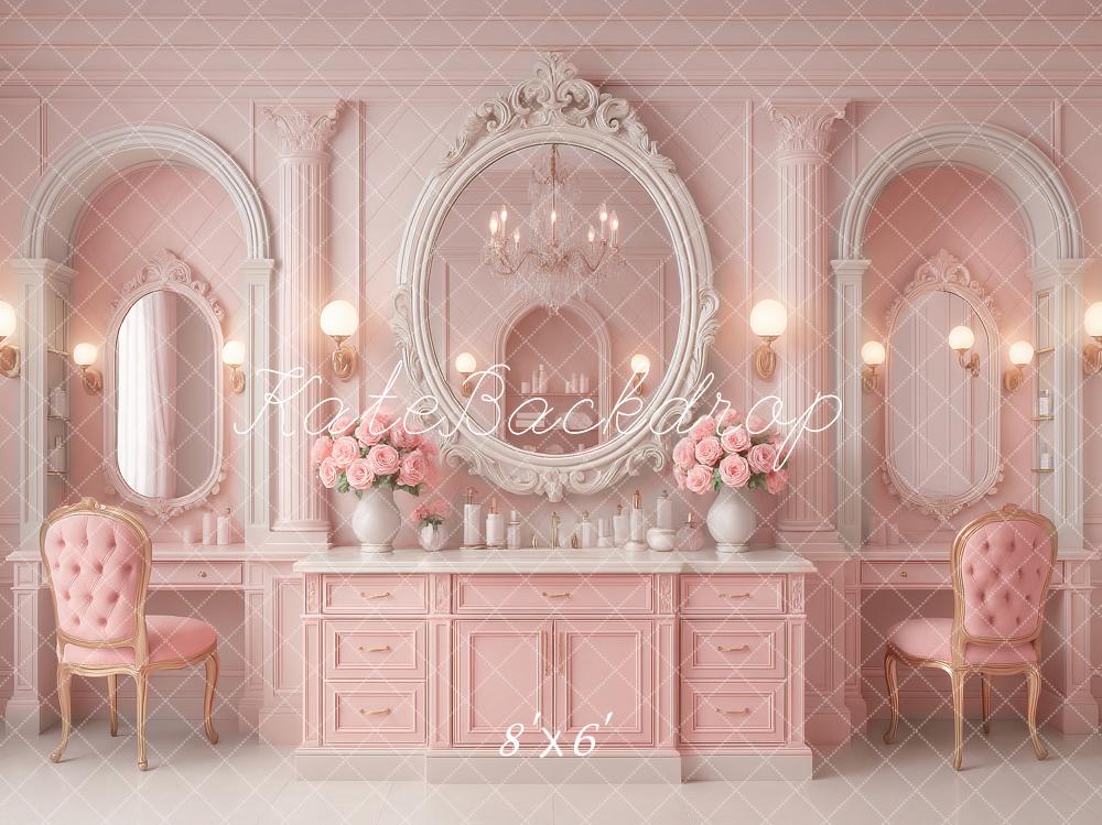 Mesa de tocador rosa espejo chic Diseño por Ashley Paul