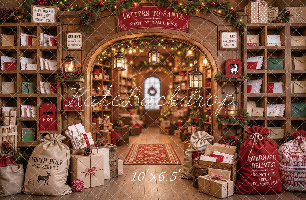 Kate Christmas Mail Room Letters to Santa Workshop Printed Backdrop Designed by Emetselch