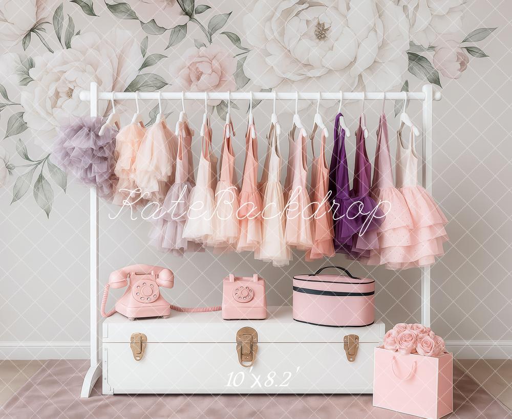 Kate Birthday Floral Pastel Dress Rack Backdrop Designed by Patty Roberts