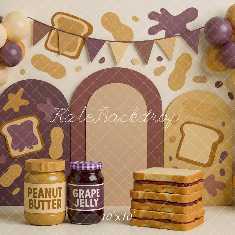 Kate Cake Smash Peanut Butter Jelly Bread Backdrop Designed by Mini MakeBelieve