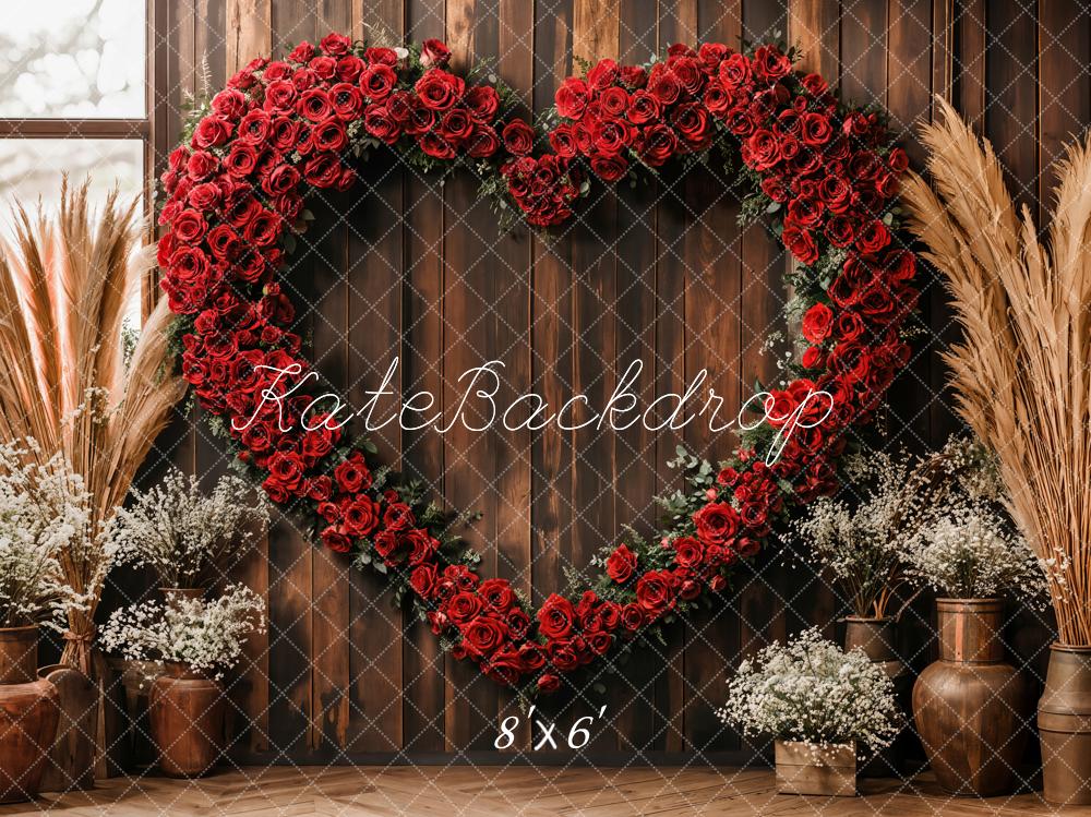 Kate Valentine Heart Rose Rustic Boho Backdrop Designed by Emetselch
