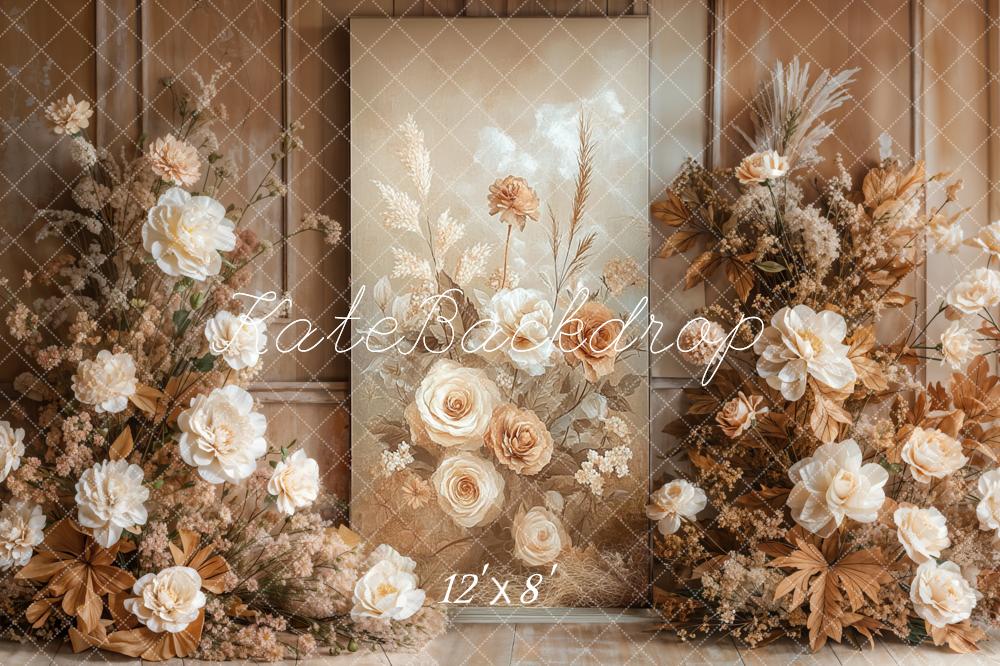 Fall Floral Beige Foto Achtergrond Designed by Emetselch