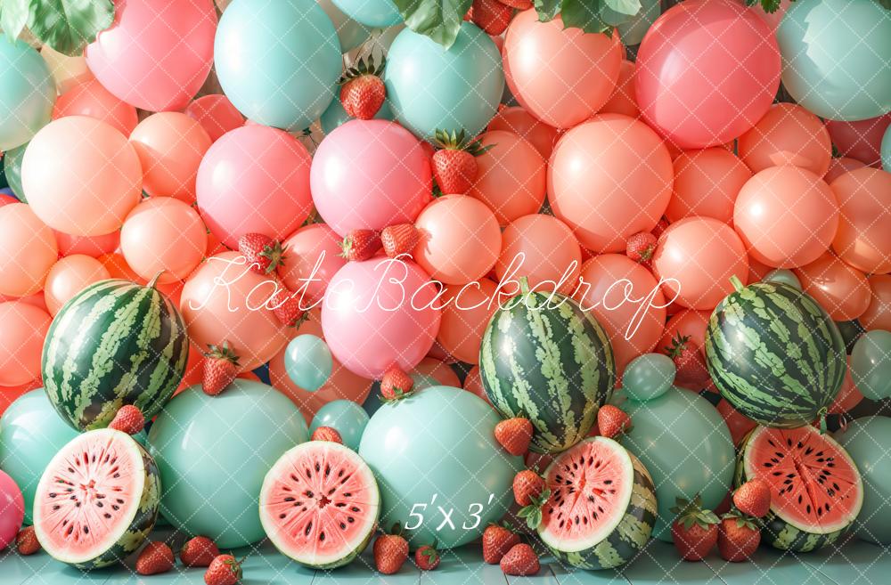 Estate Cake Smash Palloncini Anguria Fragole Sfondo Designed by Emetselch
