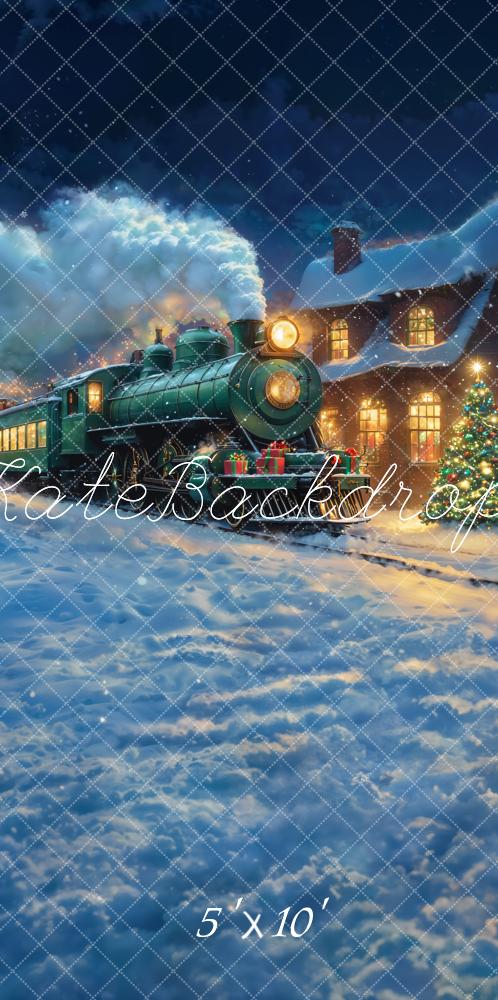 Fondo de Invierno Nieve Tren Polar Navidad Diseñado por Emetselch
