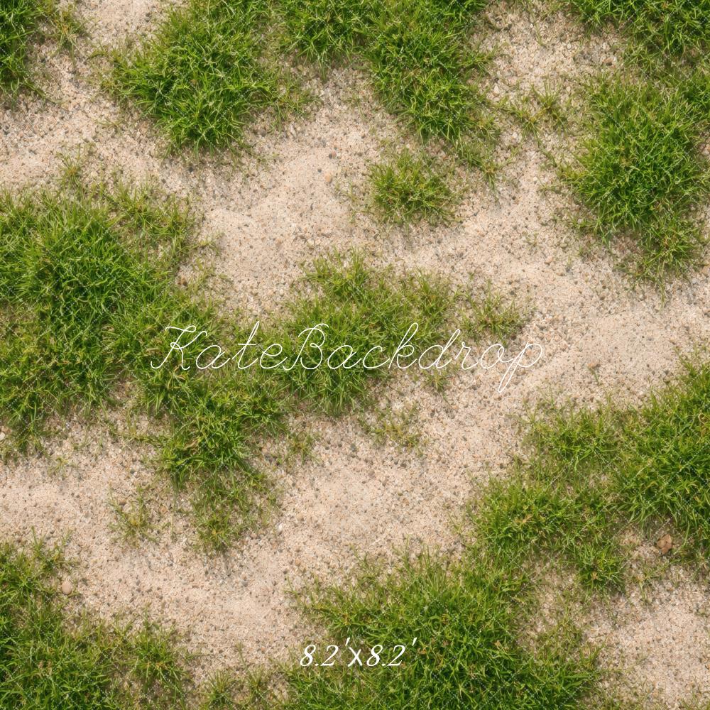 Kate Patchy Grass and Sand Floor Printed Backdrop Designed by Vertigo Productions