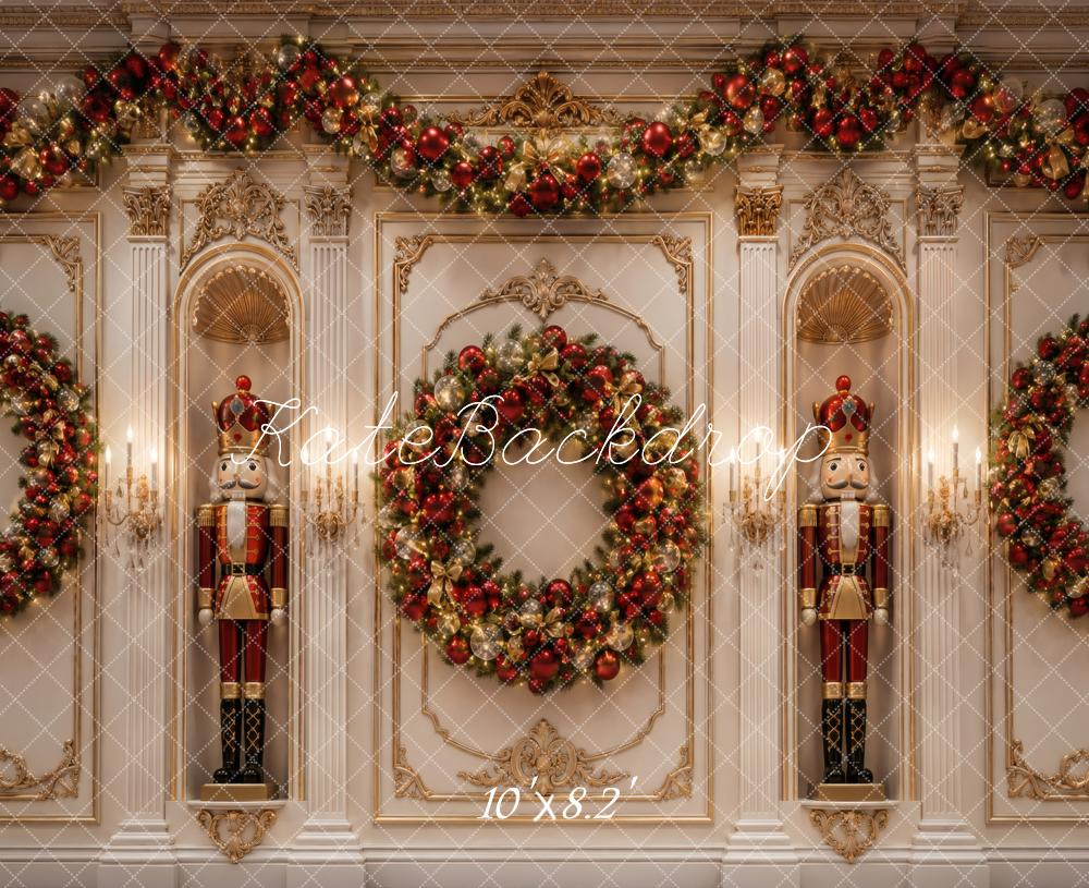Kate Christmas Nutcracker Wreath Garland Vintage Wall Printed Backdrop Designed by Vertigo Productions