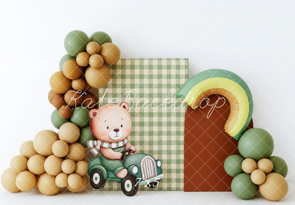 Smash Cake de Avocado Bear con Arco de Globos Fondo Diseñado por Patty Roberts