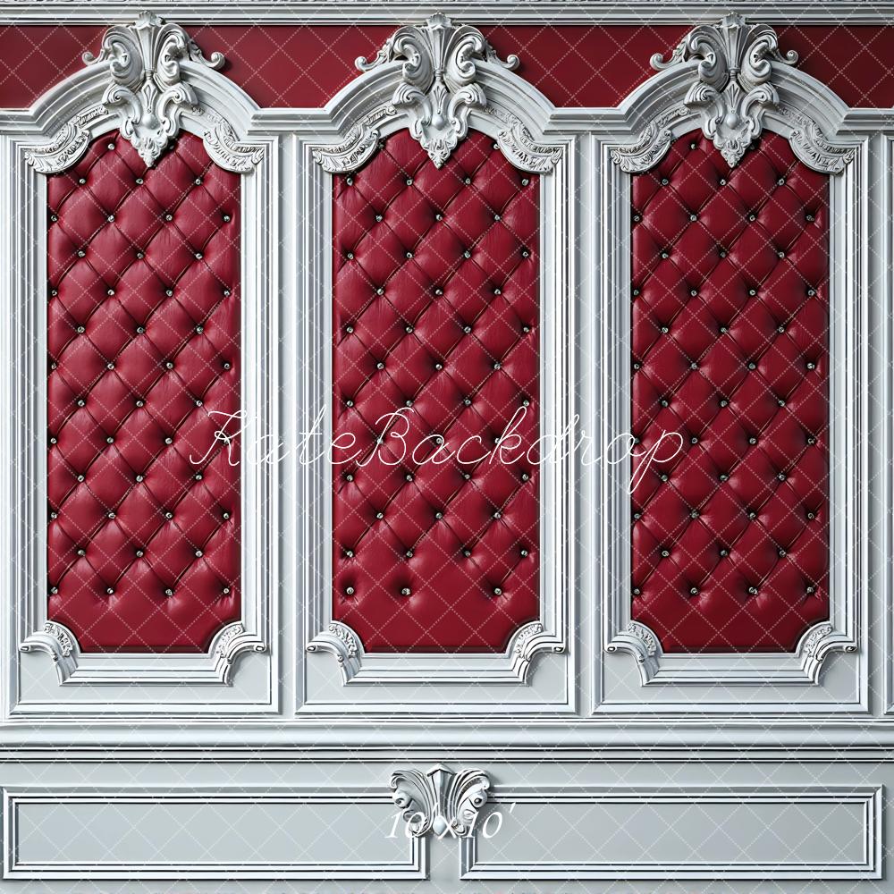 Kate Valentines Tufted Red Upholstered Vintage Wall Panel Backdrop Designed by Mini MakeBelieve