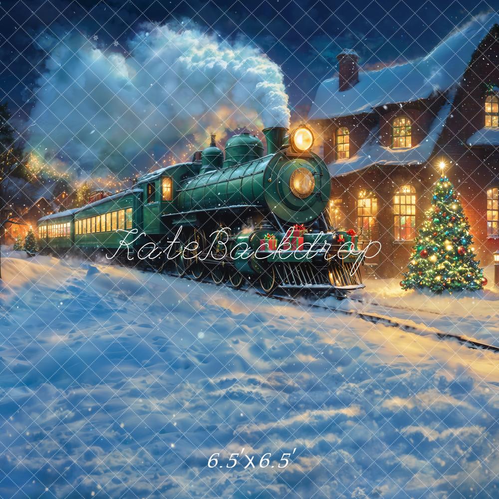 Fondo de Invierno Nieve Tren Polar Navidad Diseñado por Emetselch