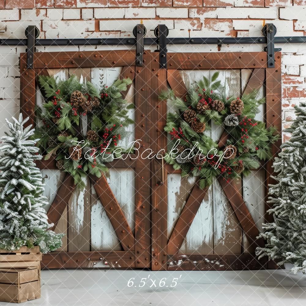 Kate Christmas Tree Rustic Barn Door Backdrop Designed by Patty Roberts