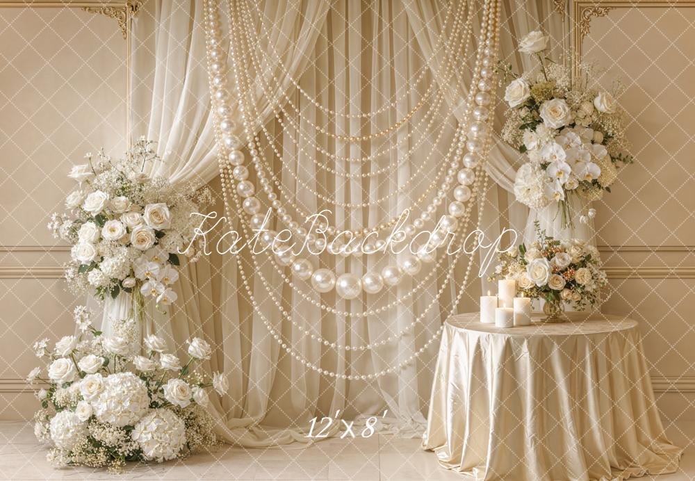 Kate Mother's Day Pearl Garland Floral Elegant Wedding Backdrop Designed by Emetselch