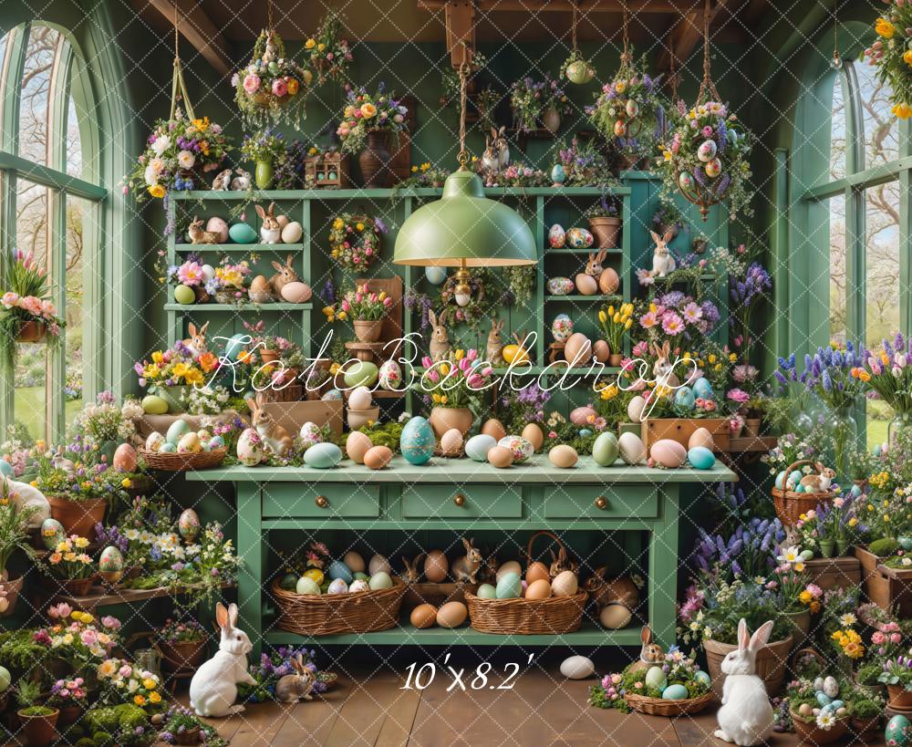 TEST Kate Easter Bunny Eggs Floral Kitchen Backdrop Designed by Emetselch