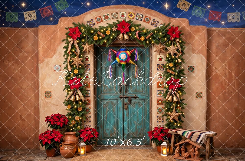 Kate Mexican Christmas Garland Doorway Printed Backdrop Designed by Patty Roberts