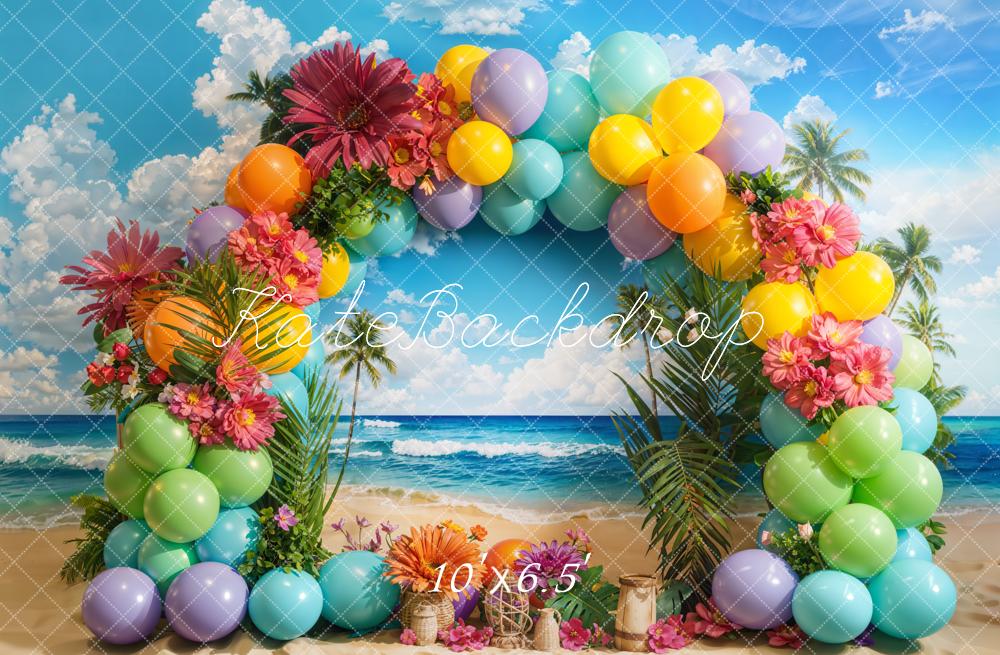 Kate Tropical Beach Balloon Arch Backdrop Designed by Emetselch