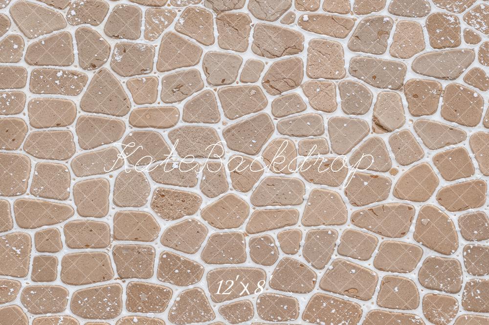 Kate Beige Snowy Cobblestone Floor Printed Backdrop Designed by Kate Image