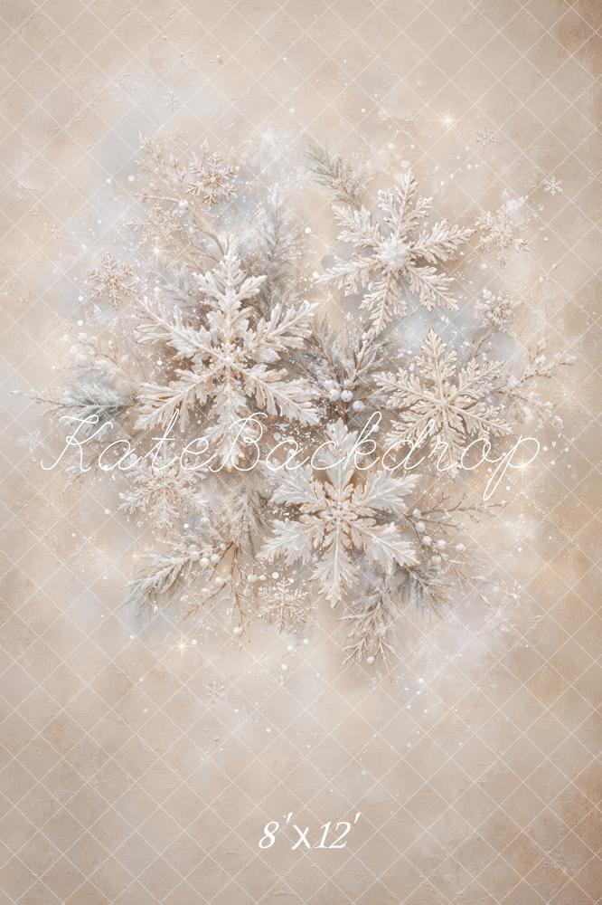 TEST Kate Christmas Abstract Neutral Snowflakes Pine Branches Printed Backdrop Designed by GQ
