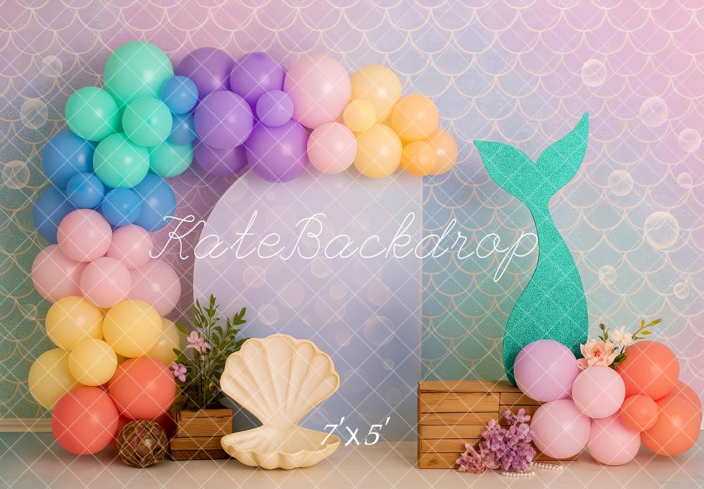 Smash Cake Sirena Pallone Conchiglia Sfondo Disegnato da Patty Roberts