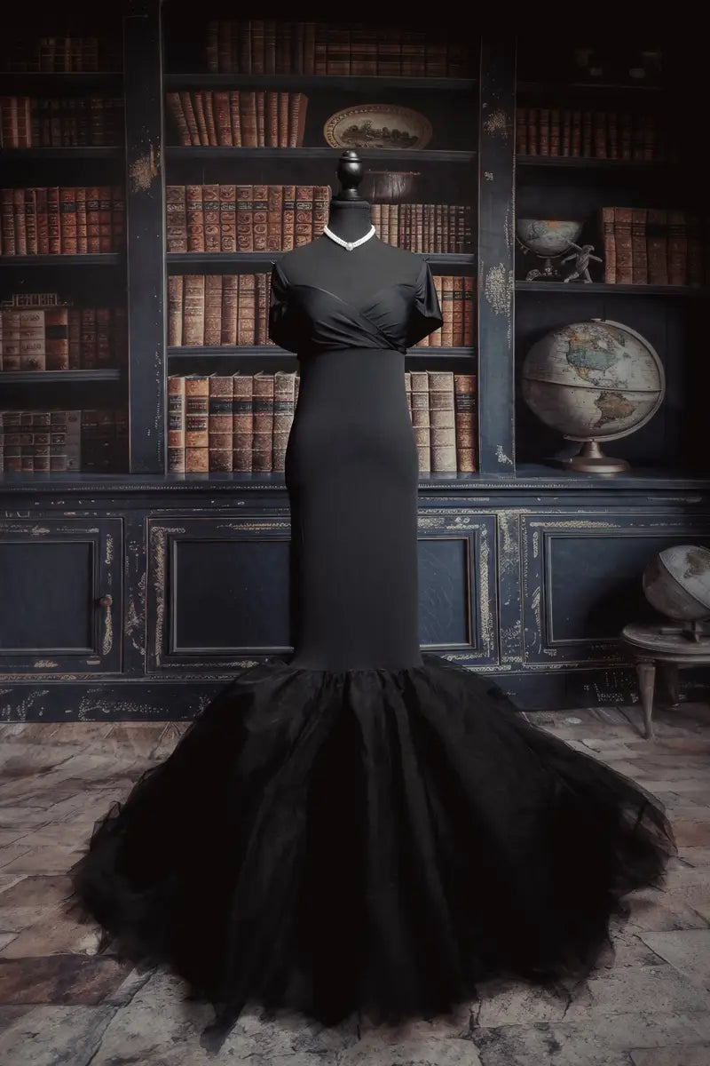 Kate Blue Satin Custom Maternity Photoshoot Gowns