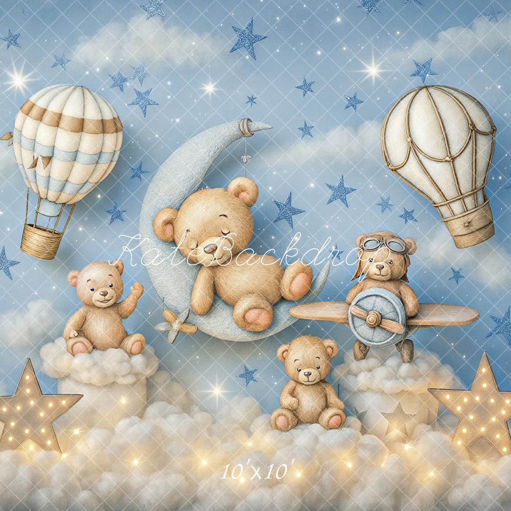 Fondo de globos aerostáticos de oso de peluche de Kate Cake Smash diseñado por Ashley Paul