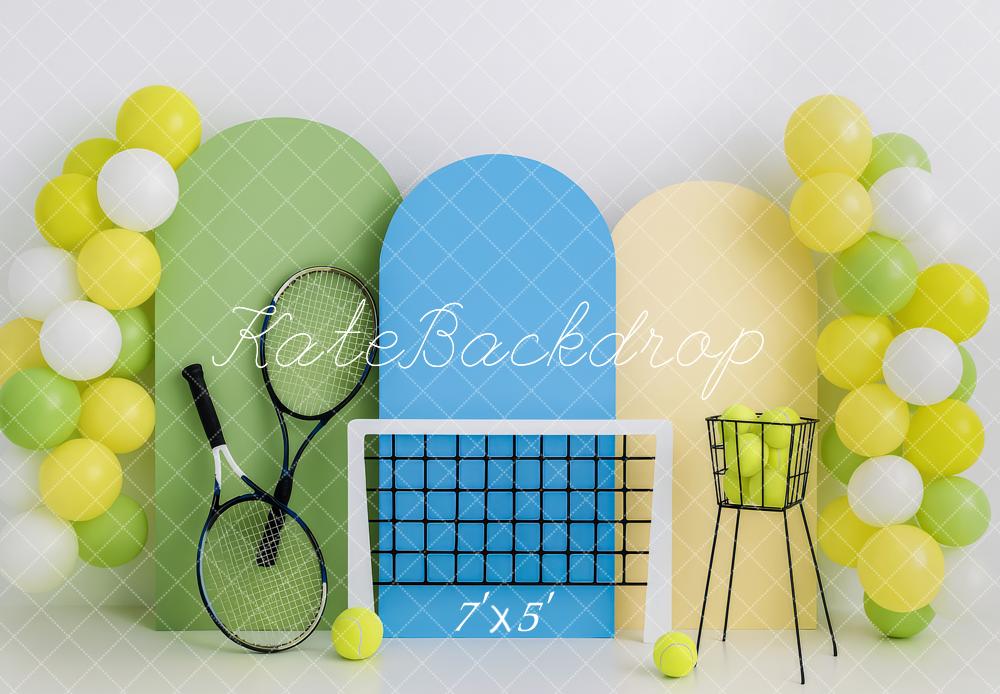 Kate Birthday Tennis Balloons Racket Sports Backdrop Designed by Patty Roberts