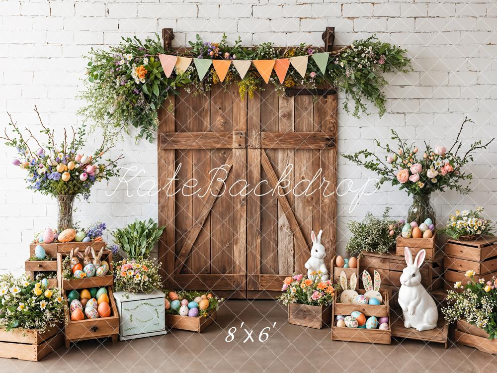 Kate Easter Bunny Barn Door Floral Backdrop Designed by Emetselch
