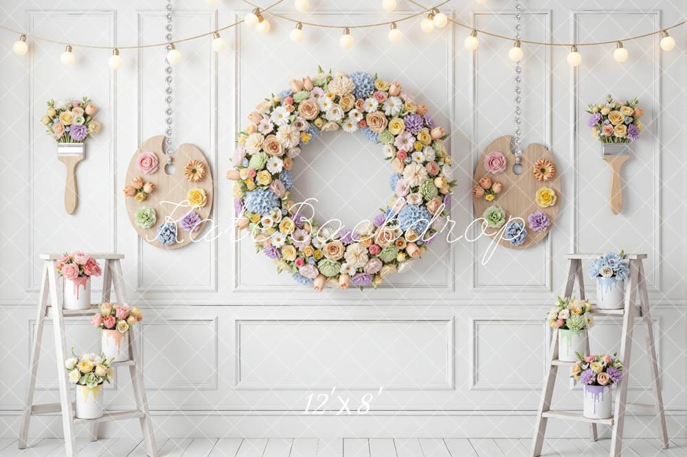 Kate Mother's Day Flower Arch Floral Wreath Painter Palette Ladders Backdrop Designed by Mini MakeBelieve