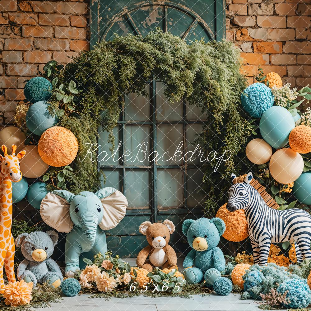 Fondo de globo arco de safari en la jungla Cake Smash diseñado por Emetselch