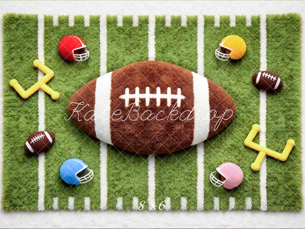 Kate Newborn Football Field Plush Ball Helmets Goalposts Printed Backdrop Designed by Mini MakeBelieve