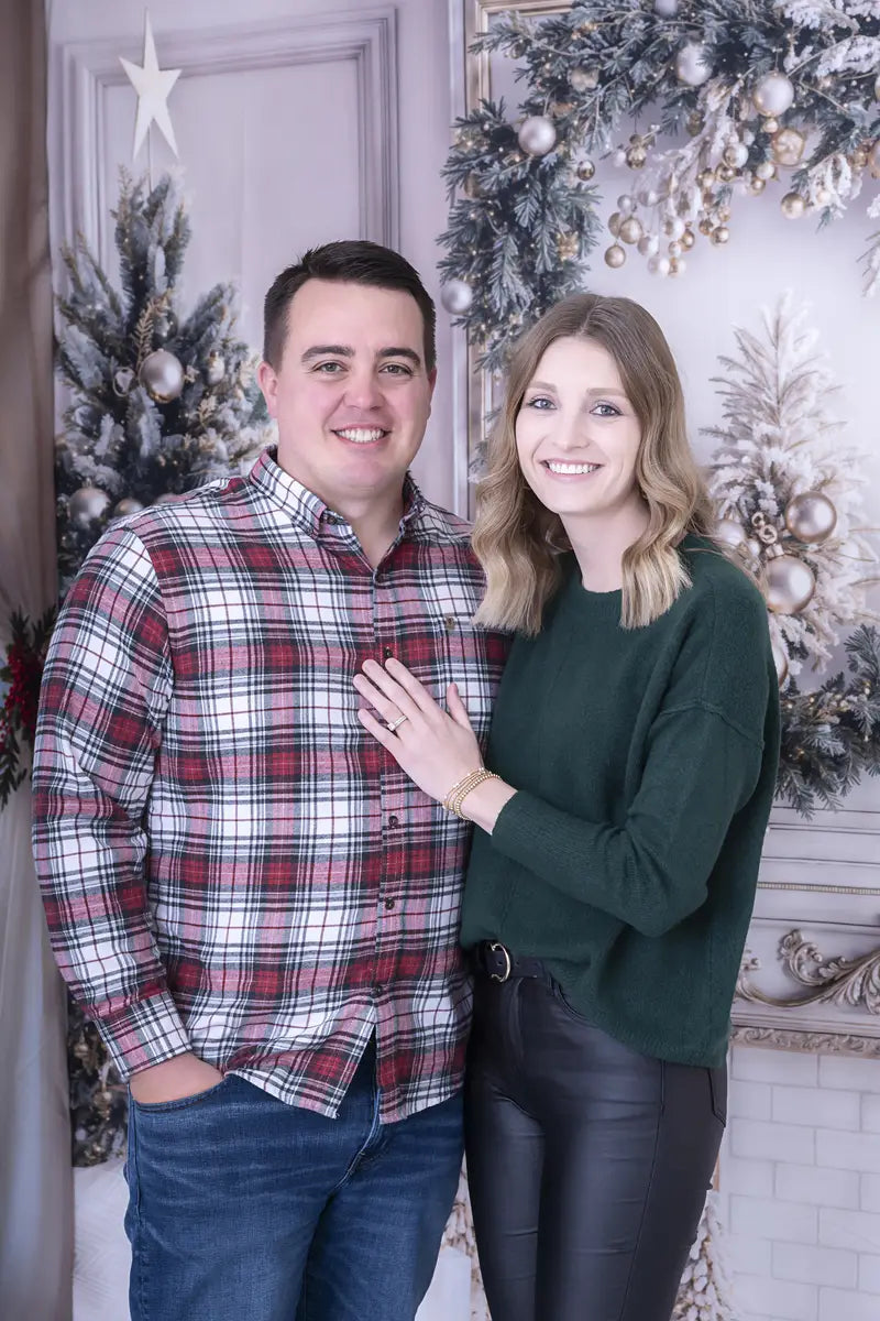 Kate Christmas White Window Wreath Backdrop Designed by Emetselch