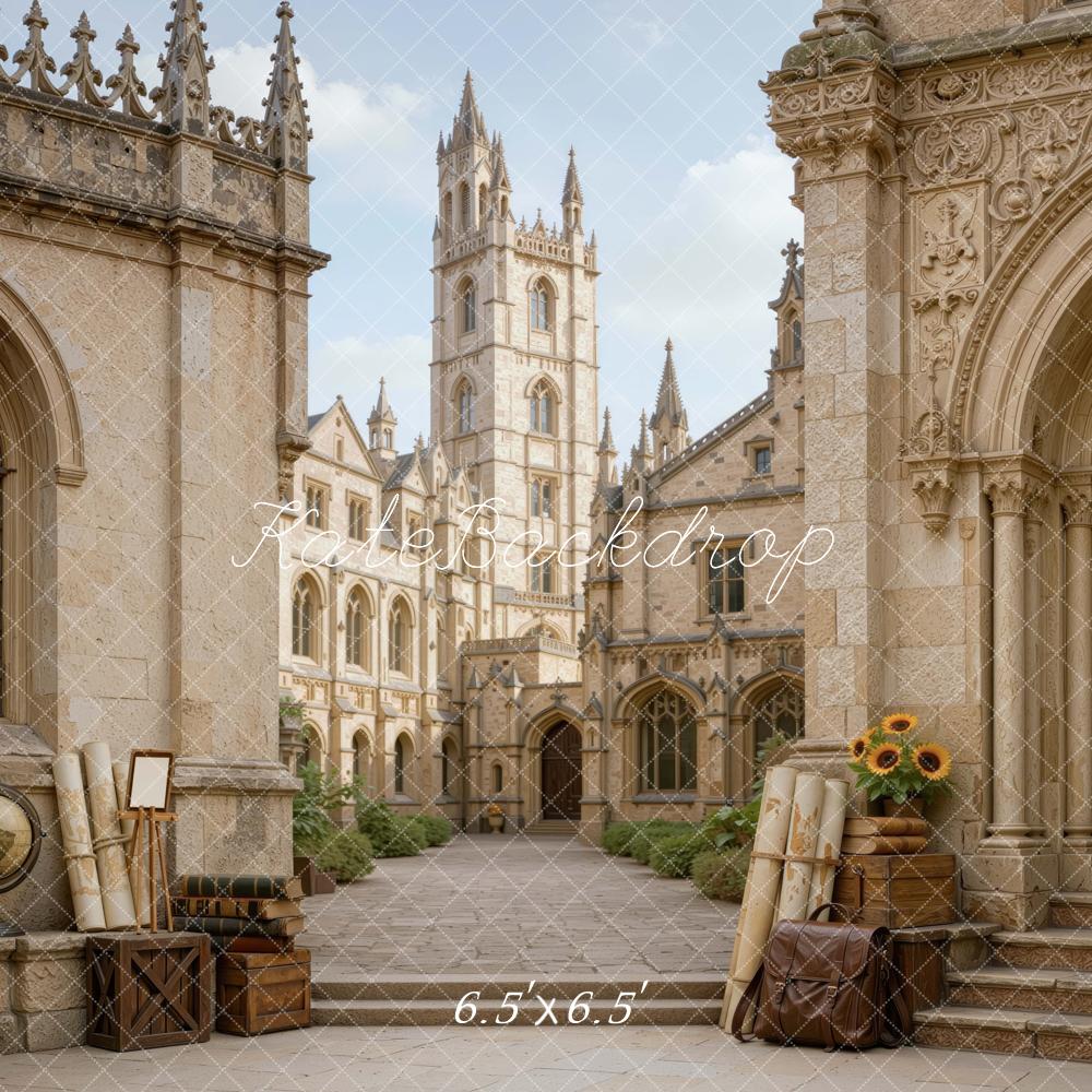 Kate School University Open Entrance Courtyard Printed Backdrop Designed by Mini MakeBelieve