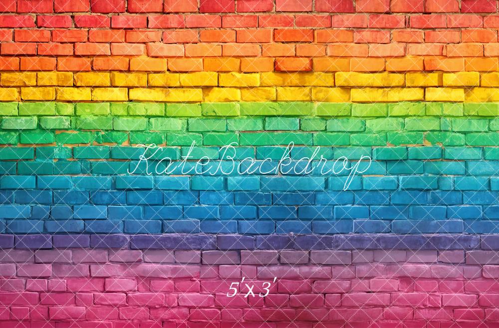 Kate Rainbow Brick Wall Printed Backdrop Designed by Kate Image