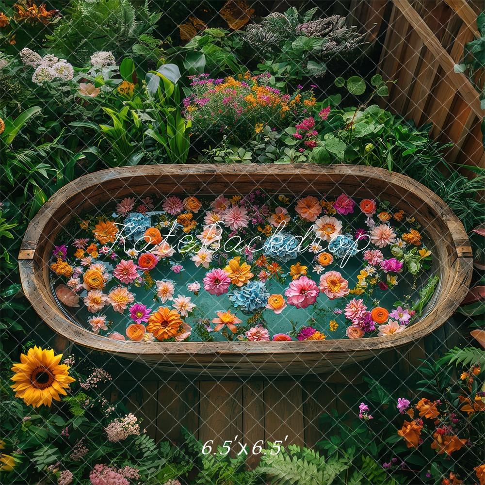 Zomer Bloemige Tub Tuin Foto Achtergrond Designed by Laura Bybee