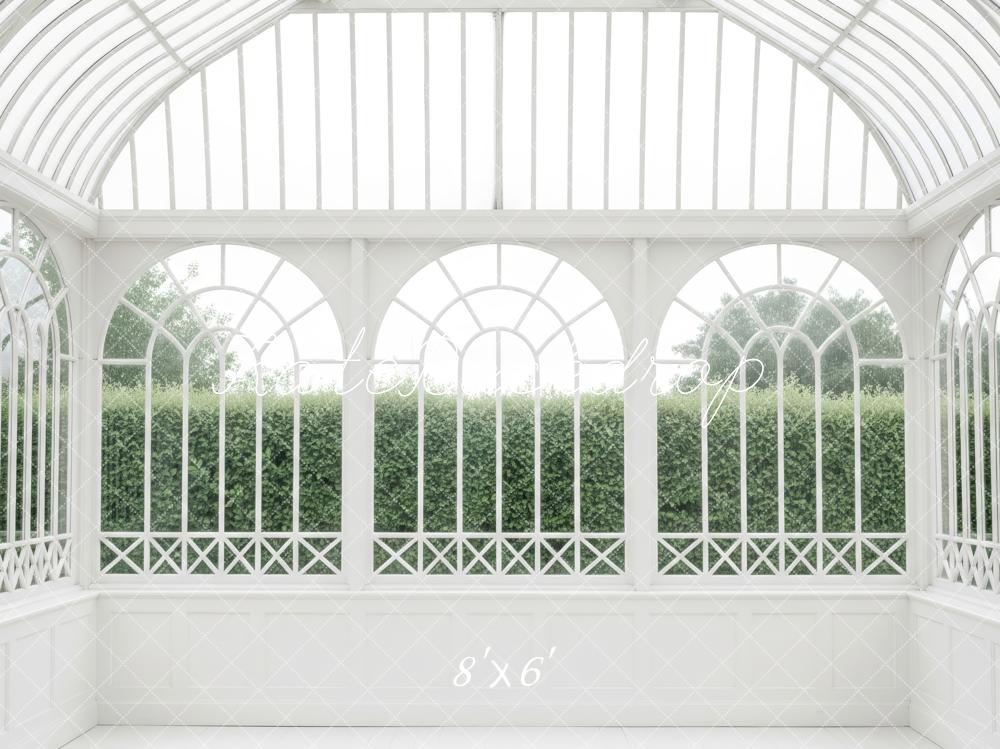 Kate White Conservatory Glass Arched Windows Printed Backdrop Designed by Patty Roberts